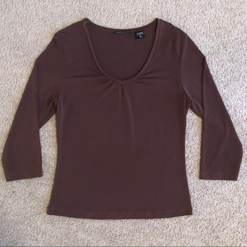 Women’s suspicious lines long sleeve shirt brown